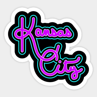 Vintage Kansas City Teal And Purple Hand Drawn Script For KCMO Locals Sticker